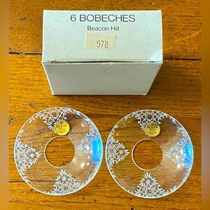 VTG 2 Beacon Hill Crystal Clear Candle Drip Rings White Lace Pattern Sweden